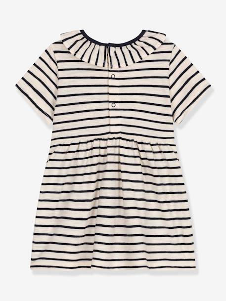 Vestido a rayas para bebé PETIT BATEAU beige jaspeado 