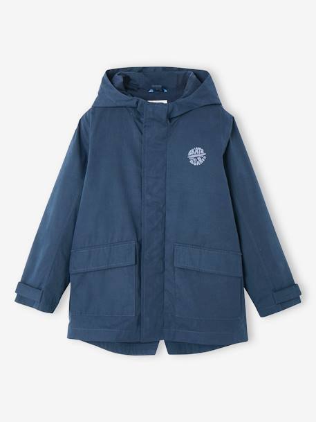 Parka 3 en 1 de entretiempo con chaleco acolchado extraíble para niño azul marino+verde sauce 