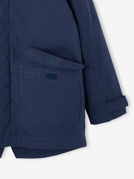 Parka 3 en 1 de entretiempo con chaleco acolchado extraíble para niño azul marino+verde sauce 