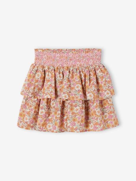 Falda con volante y smocks para niña albaricoque maquillaje 