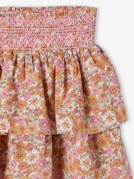 Falda con volante y smocks para niña albaricoque maquillaje 