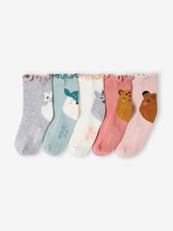 Pack de 5 pares de calcetines con unicornios y corazones para niña rosa -  Vertbaudet