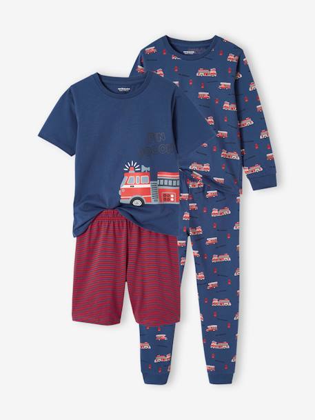 Pack de pijama + pijama con short bomberos para niño azul océano 