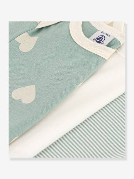 Pack de 3 bodies de manga corta PETIT BATEAU verde almendra 