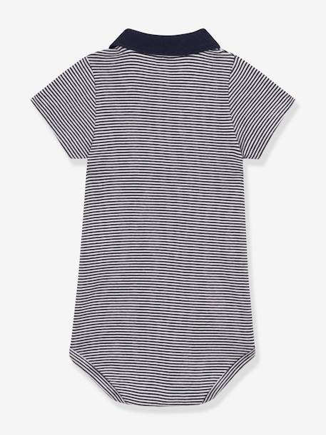 Body de manga corta con cuello polo PETIT BATEAU azul 