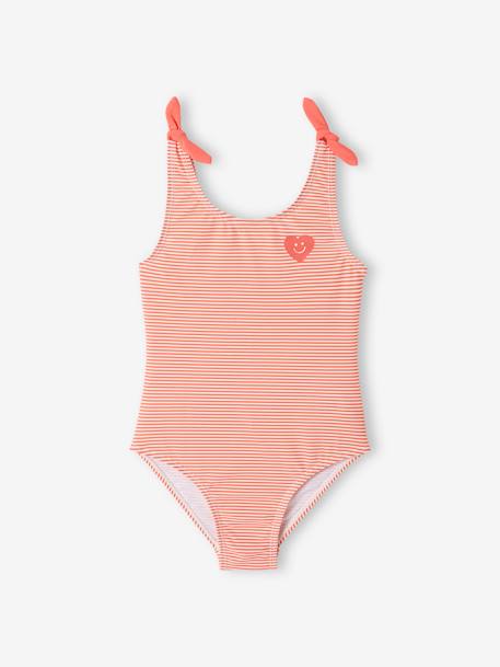 Pack de 2 bañadores con corazones para niña coral 