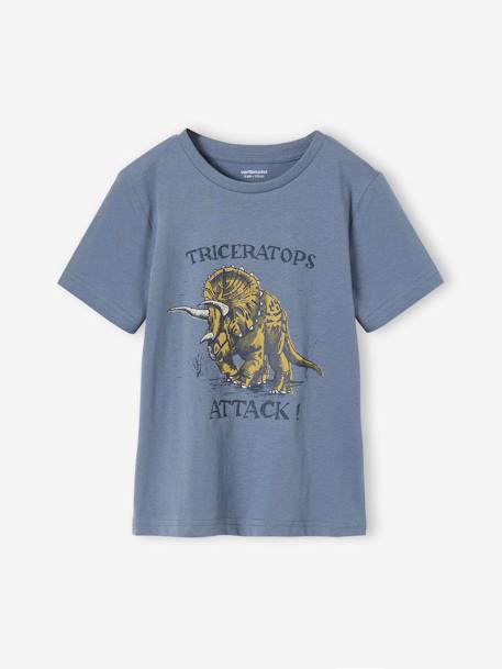 Camiseta con motivo dinosaurio, para niño azul grisáceo+capuchino 