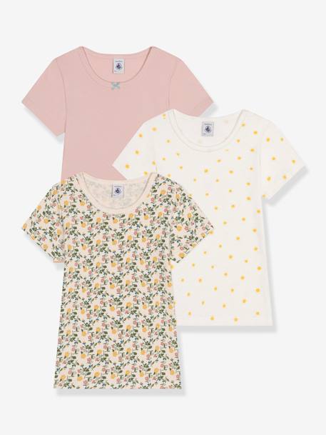 Pack de 3 camisetas de manga corta PETIT BATEAU rosa viejo 