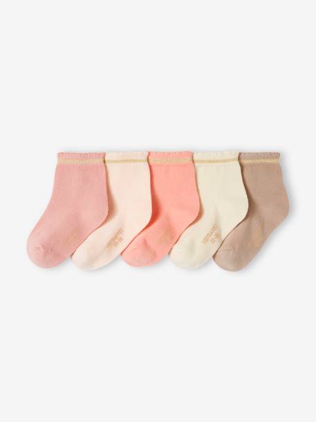 Pack de 5 pares de calcetines con detalles brillantes para bebé niña BASICS