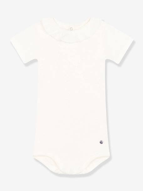 Body de manga corta con cuello PETIT BATEAU blanco 