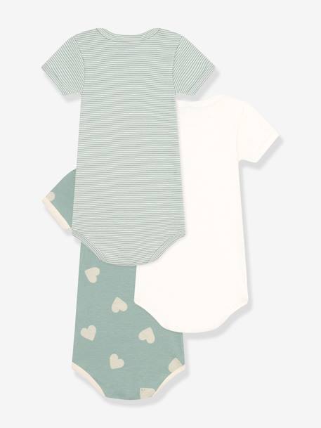 Pack de 3 bodies de manga corta PETIT BATEAU verde almendra 