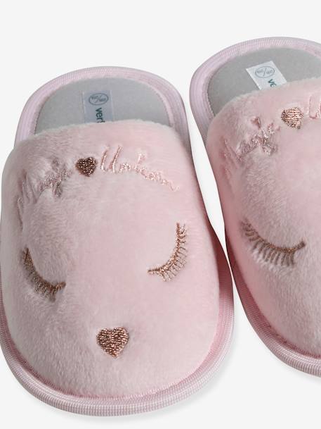 Zapatillas de casa estilo mules unicornio infantiles rosa 