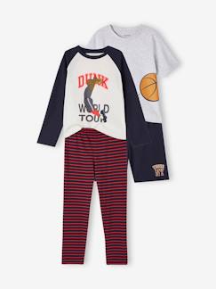 Pijamas y bodies bebé-Niño-Pack pijama + Pijama con short basket para niño