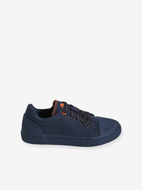 Zapatillas de lona infantiles con cordones y cremallera azul marino 