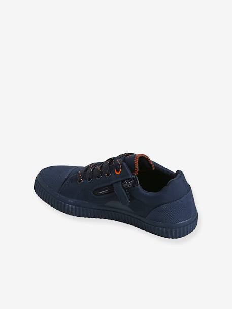 Zapatillas de lona infantiles con cordones y cremallera azul marino 