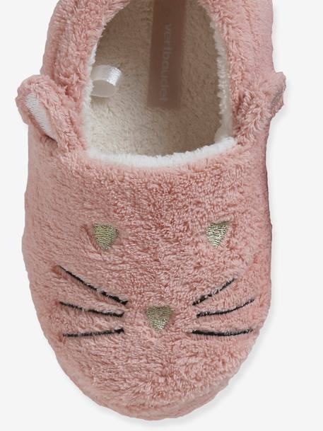 Zapatillas de casa estilo peluche infantiles gato rosa 