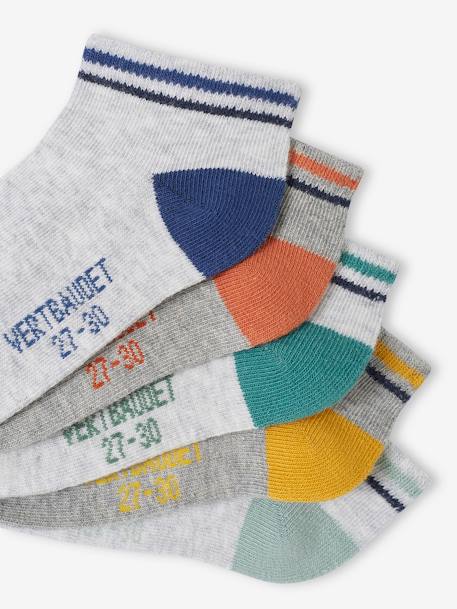 Pack de 5 pares de calcetines cortos para niño BASICS gris jaspeado 