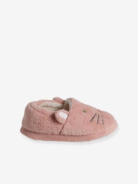 Zapatillas de casa estilo peluche infantiles gato rosa 