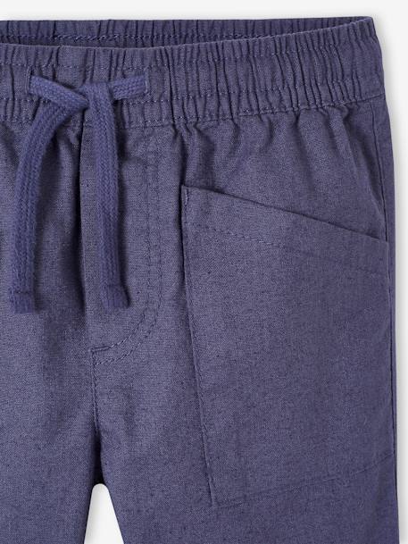 Pantalón ancho estilo carpintero de algodón y lino, fácil de vestir, para niño azul pizarra 