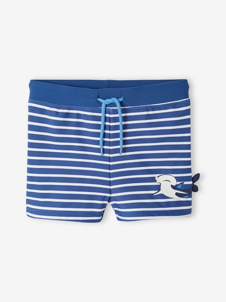 Bañador short tiburón para niño rayas azul 