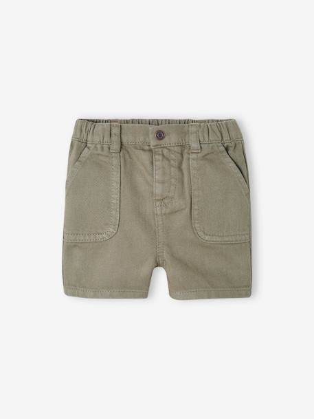 Bermudas con cintura elástica para bebé caqui 