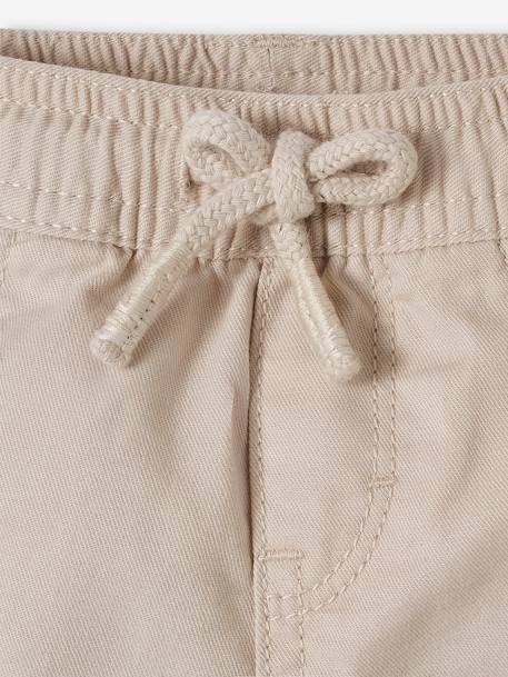 Short de sarga con cintura elástica para bebé niño beige+GRIS OSCURO LISO+MARRON MEDIO LISO 