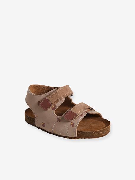 Sandalias con cierre autoadherente de piel para bebé niño beige estampado+MARRON MEDIO ESTAMPADO+rojo 