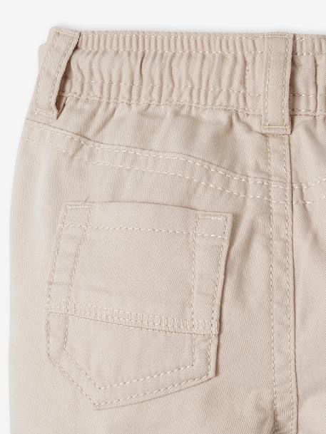 Short de sarga con cintura elástica para bebé niño beige+GRIS OSCURO LISO+MARRON MEDIO LISO 