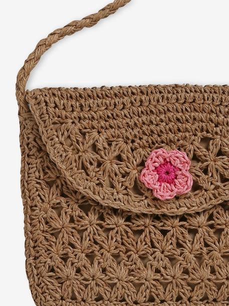 Bolso con flores estilo cuerda trenzada para niña madera 