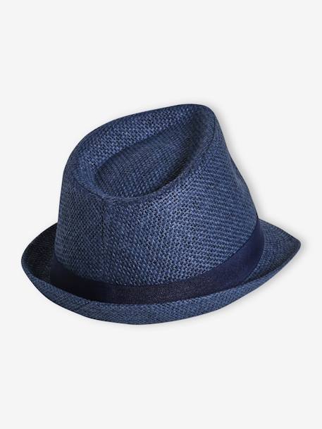 Sombrero panamá aspecto paja, para niño azul+azul marino 