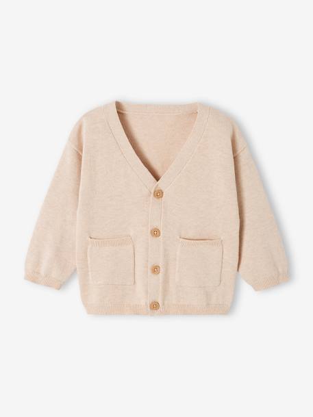 Chaqueta jaspeada con cuello de pico para bebé beige jaspeado 