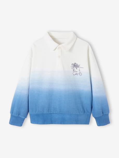 Sudadera con cuello polo y efecto «deep & dye» para niño azul azur 