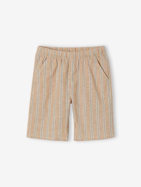 Conjunto de ceremonia polo y short para niño rayas blancas 