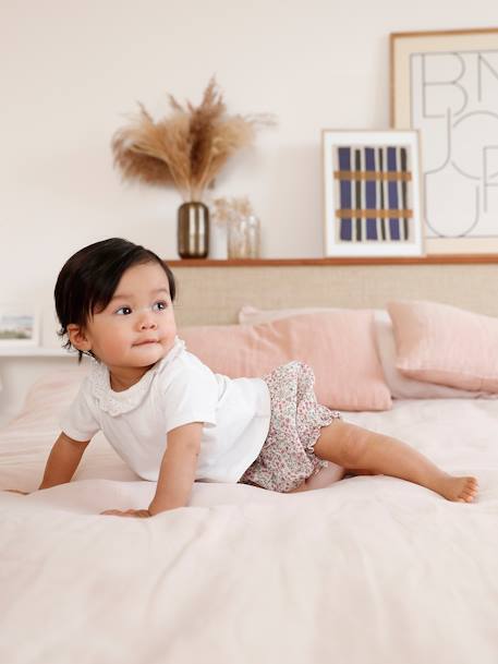 Conjuntos-Bebé-Conjunto camiseta con cuello y short flores bebé recién nacido