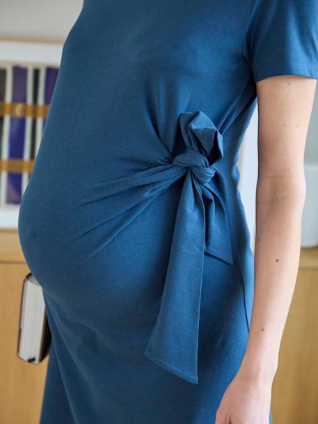 Vestido corto con lazo premamá azul océano 