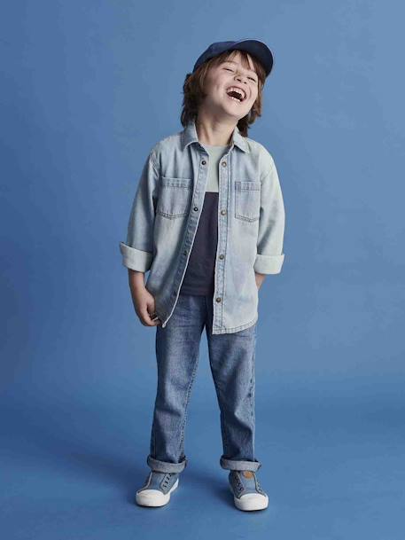 Vaqueros anchos fáciles de vestir para niño denim bleached+denim gris+stone 