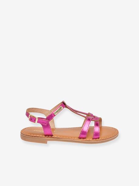 Sandalias de piel infantiles Backle LES TROPEZIENNES® PAR M. BELARBI azul turquesa+fucsia 