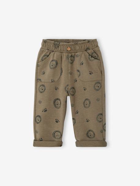 Pantalón de felpa estampado para bebé caqui+crudo 