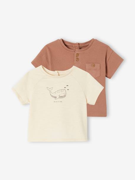 Pack de 2 camisetas de algodón orgánico para bebé recién nacido