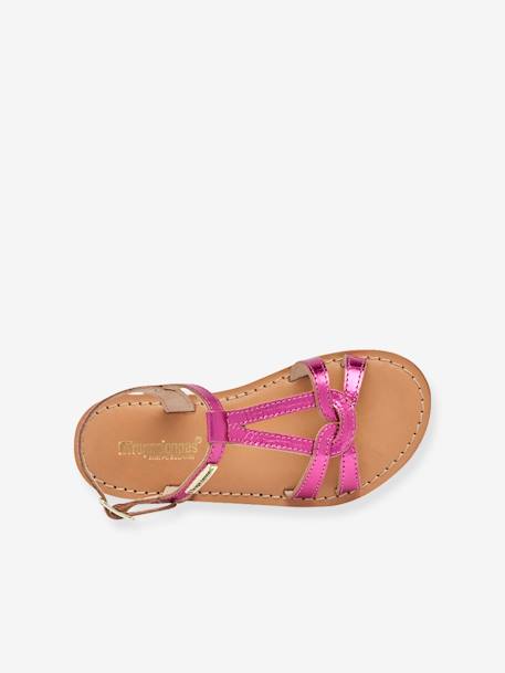 Sandalias de piel infantiles Backle LES TROPEZIENNES® PAR M. BELARBI azul turquesa+fucsia 