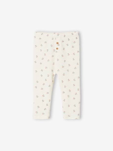 Leggings de canalé para bebé beige estampado 