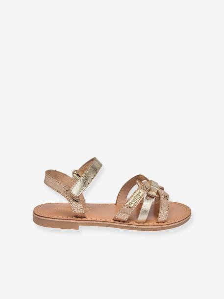 Sandalias de piel infantiles Badalia LES TROPEZIENNES® PAR M. BELARBI beige dorado 