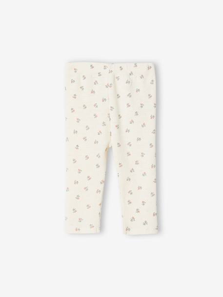 Leggings de canalé para bebé beige estampado 