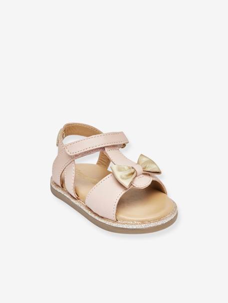 Sandalias de piel con cierre autoadherente para bebé Izorro LES TROPEZIENNES® PAR M. BELARBI beige dorado+rosa 