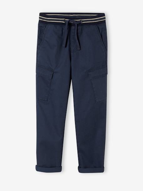 Pantalón estilo cargo fácil de vestir, niño azul oscuro 