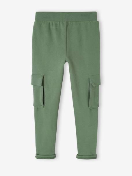 Pantalón jogging con bolsillo cargo para niño gris jaspeado+verde sauce 