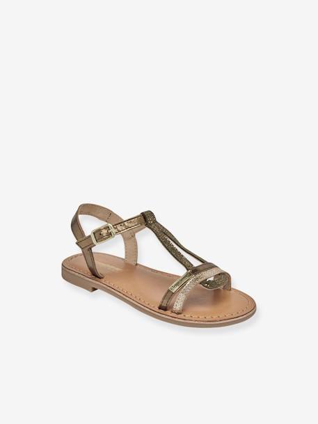 Sandalias de piel infantiles Bada LES TROPEZIENNES® PAR M. BELARBI beige dorado+bronce 