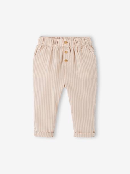 Pantalón a rayas con cintura elástica para bebé beige arena 