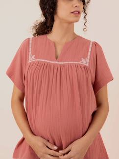 Ropa Premamá-Blusa para embarazo Farah ENVIE DE FRAISE de gasa de algodón