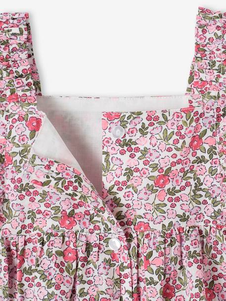 Vestido con volantes para bebé cuadros rosa+rosa estampado 